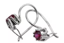 Plata de ley 925 14k 583 Ruby pendientes vec053s Ruso Soviético URSS Estilo vintage Art Deco style